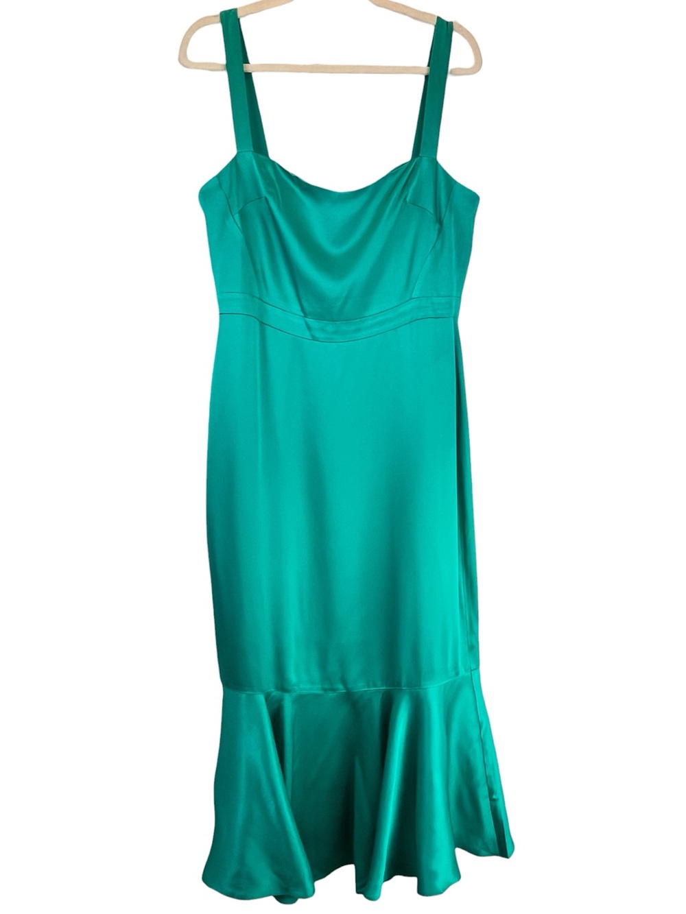 J. Crew Collection Elegant Fitted Flare-Hem Midi Dress in Luster Crepe Green 10 - Picture 4 of 13